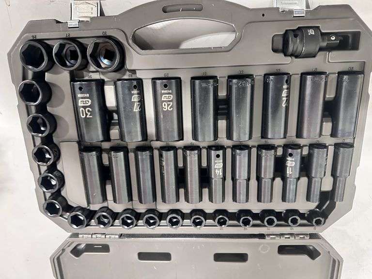 Impact Socket Set 39 pc 1/2 In Drive 6 Point Metric Standard/Deep ...