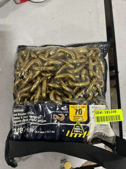 1/4" X 14 Ft. G70 Transport Binder Chain, Clevis Type Grab Hooks, 3,150 Lbs. WLL, Made In USA. - 1st Chain Supply