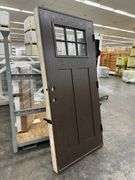 Dark Walnut, Ext Fiberglass, 330 W/6 Lite 22"x16", Clear Glass,36"x80", LH