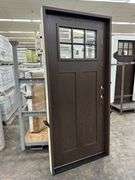 Dark Walnut, Ext Fiberglass, 330 W/6 Lite 22"x16", Clear Glass,36"x80", LH