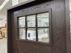 Dark Walnut, Ext Fiberglass, 330 W/6 Lite 22"x16", Clear Glass,36"x80", LH