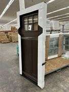 Dark Walnut, Ext Fiberglass, 330 W/6 Lite 22"x16", Clear Glass,36"x80", LH