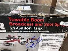 Tow-Behind Trailer Boom Broadcast and Spot Sprayer, 21 Gallons, 2.2 GPM, 12 Volt DC