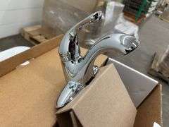 Low Arc Bathroom Faucet Chrome Finish Single Handle