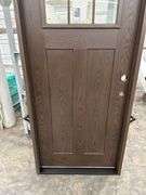 Dark Walnut, Ext Fiberglass, 330 W/6 Lite 22"x16", Clear Glass,36"x80", LH
