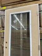 Exterior Full Decorative Glass Fiberglass Door 36"x80" LH