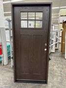 Dark Walnut, Ext Fiberglass, 330 W/6 Lite 22"x16", Clear Glass,36"x80", LH