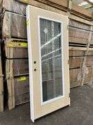 Exterior Full Decorative Glass Fiberglass Door 36"x80" LH