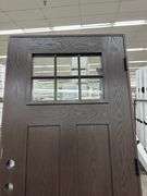 Dark Walnut, Ext Fiberglass, 330 W/6 Lite 22"x16", Clear Glass,36"x80", LH