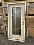Exterior Full Decorative Glass Fiberglass Door 36"x80" LH