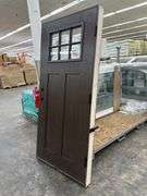 Dark Walnut, Ext Fiberglass, 330 W/6 Lite 22"x16", Clear Glass,36"x80", LH