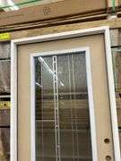 Exterior Full Decorative Glass Fiberglass Door 36"x80" LH