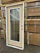 Exterior Full Decorative Glass Fiberglass Door 36"x80" LH