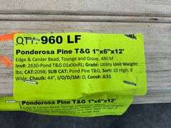 Ponderosa Pine T&G 1"x6"x12'