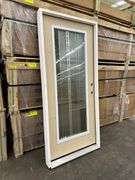 Exterior Full Decorative Glass Fiberglass Door 36"x80" LH