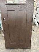 Dark Walnut, Ext Fiberglass, 330 W/6 Lite 22"x16", Clear Glass,36"x80", LH