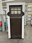 Dark Walnut, Ext Fiberglass, 330 W/6 Lite 22"x16", Clear Glass,36"x80", LH