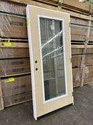 Exterior Full Decorative Glass Fiberglass Door 36"x80" LH