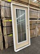 Exterior Full Decorative Glass Fiberglass Door 36"x80" LH