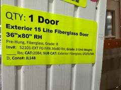 Exterior 15 Lite Fiberglass Door 36"x80" RH