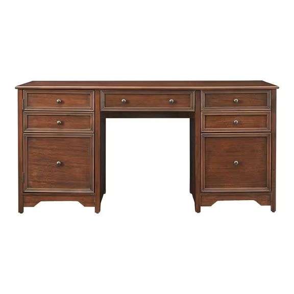 Bradstone 63" Walnut Brown Wood Executive Desk