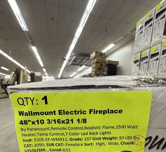 Wallmount Electric Fireplace 48"x10 3/16"x21 1/8"