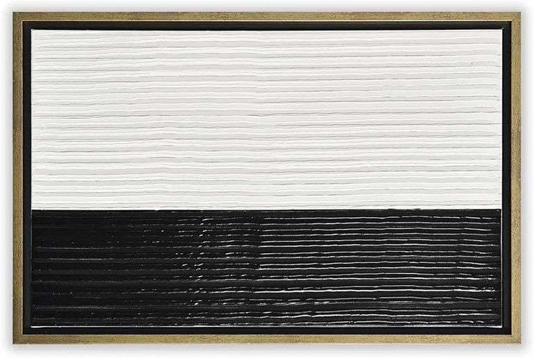 TRAIN2 ART Black and White Wall Art White and Black Regular Textures Oil Painting Framed Wall Art fo