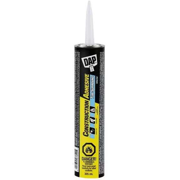 2 Pack White, But Dries Clear, 305ML, Construction Adhesive Tub Surround