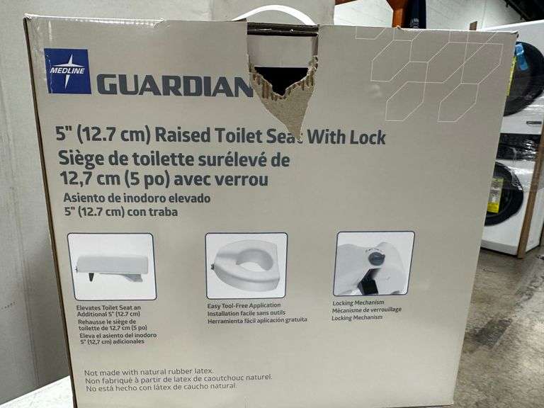 Medline 5" Raised Toilet Seat with Lock, No Arms, White, 400 lb Capacity