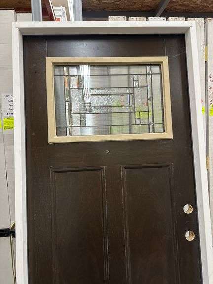 Brown Fiberglass, Decorative Entrance Door 36"x80", Left Hand