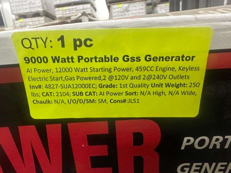 9000 Watt Portable Gas Generator