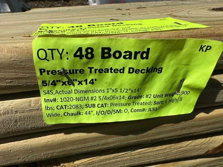 Pressure Treated Decking 5/4"x6"x14'