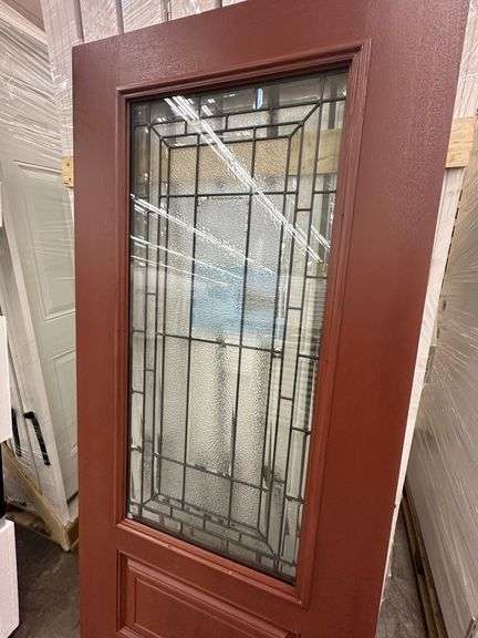 Cherry Mahogany Deco 2 PNL Fiberglass Door Slab 36"x80"