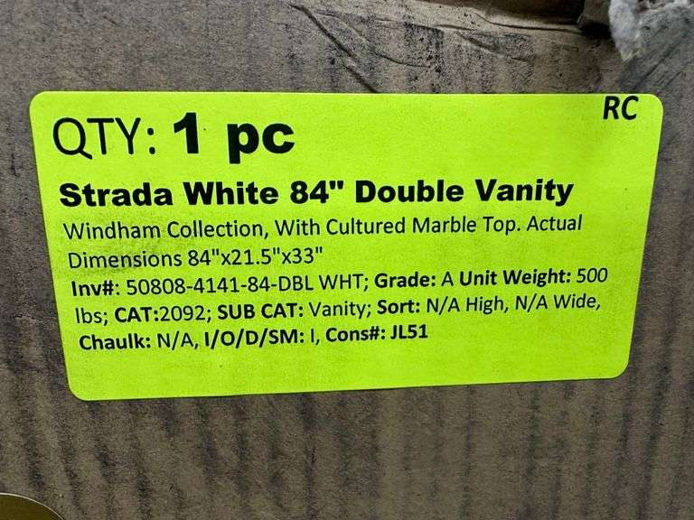 Strada White 84" Double Vanity