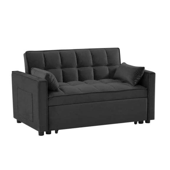 55.1-inch 3-in-1 convertible Sofa Bed Black
