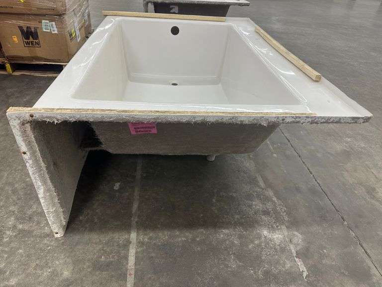 Acryl Alcove Left-Hand Drain Whirlpool Bathtub in White 60"x43"x21 1/2"