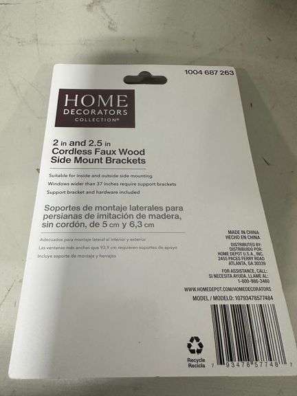 2 in. and 2.5 in. Cordless Faux Wood Side Mounting Bracket Set(6x$)