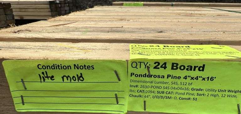 Ponderosa Pine Dimensional Lumber 4"x4"x16'