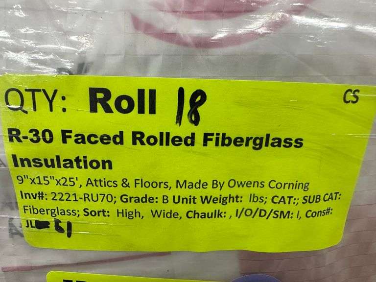 R-30 Unfaced Rolled Fiberglass Insulation