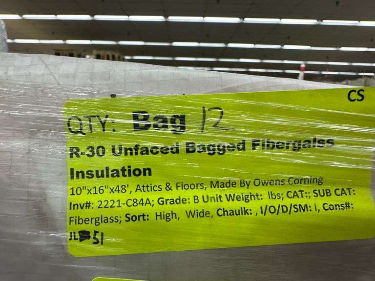 R-30 Unfaced Bagged Fiberglass Insulation