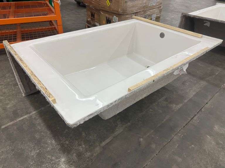 Acryl Alcove Left-Hand Drain Whirlpool Bathtub in White 60"x43"x21 1/2"