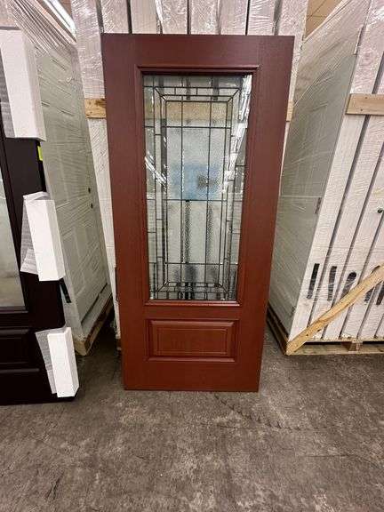 Cherry Mahogany Deco 2 PNL Fiberglass Door Slab 36"x80"