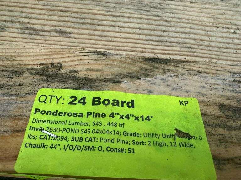 Ponderosa Pine Dimensional Lumber 4"x4"x14'