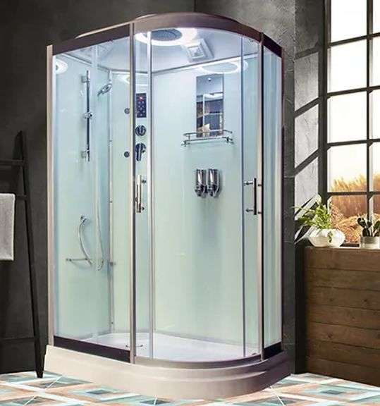 White Luxury Shower 32"x47" LHD, Jetted, With Many Accessories