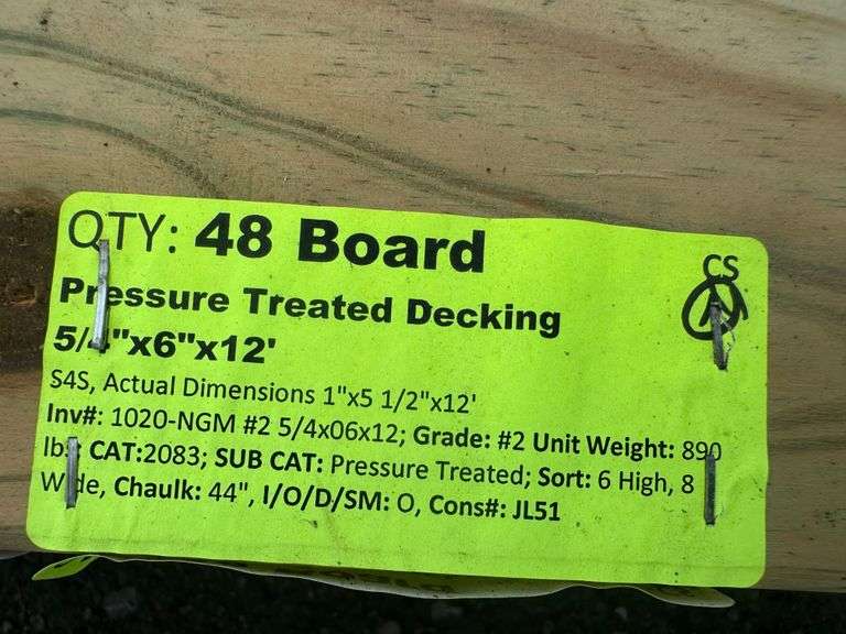 Pressure Treated Decking 5/4"x6"x12'
