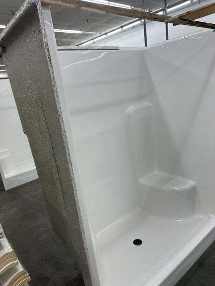 White Fiberglass Shower Stall  35 1/2"x60"x77" Center Drain