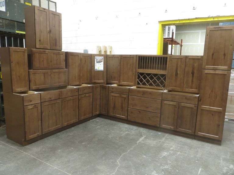 Rustic Walnut Shaker Kitchen Cabinet Set 12'x15'