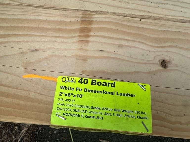 White Fir Dimensional Lumber 2"x6"x10'