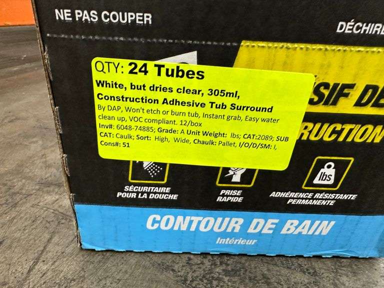 2 Pack White, But Dries Clear, 305ML, Construction Adhesive Tub Surround