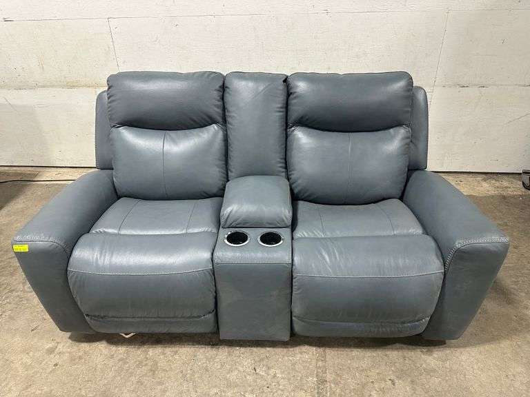 Mindanao Dual Power Leather Reclining Loveseat with Console